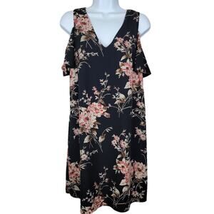 4/$25 -Sugar Lips Dress Navy Floral Short Sleeve V-neck Cold Shoulder Mini - S